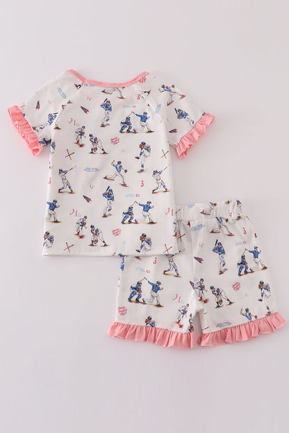 Baseball print girl pajam set - Ella Jane Lifestyle Boutique