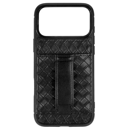 Funda para teléfono tipo billetera de tejido negro