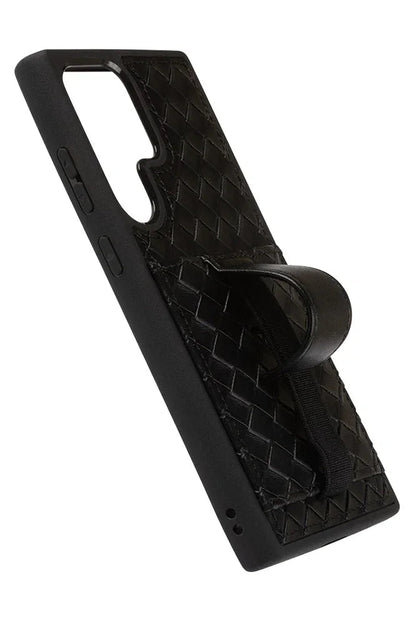 Funda para teléfono tipo billetera de tejido negro