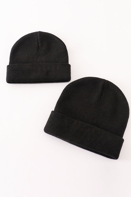 Black ribbed basic knit beanie - Ella Jane Lifestyle Boutique