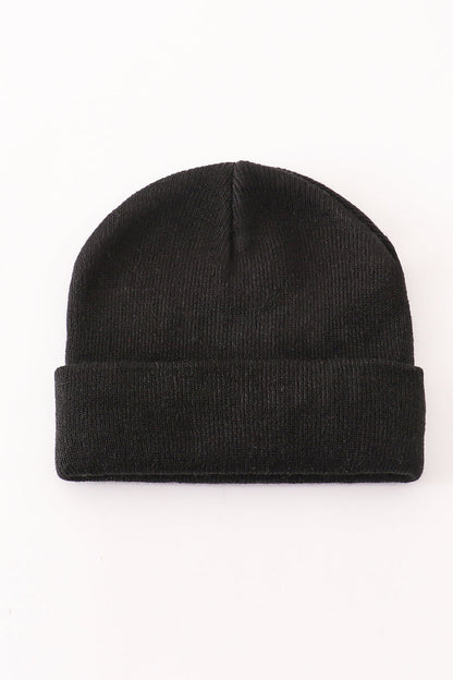 Black ribbed basic knit beanie - Ella Jane Lifestyle Boutique