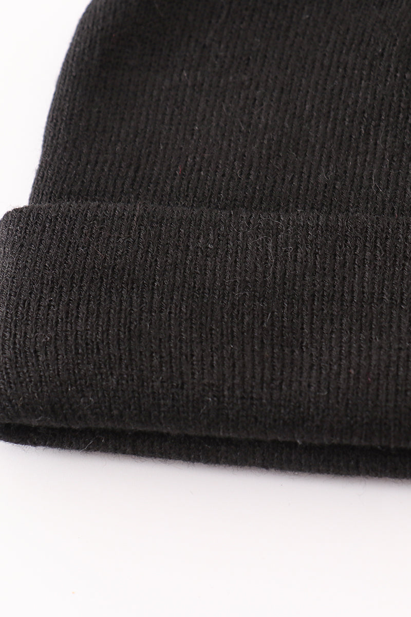 Black ribbed basic knit beanie - Ella Jane Lifestyle Boutique