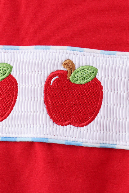 Blue Apple Appliqué Gingham Shorts Boys Set