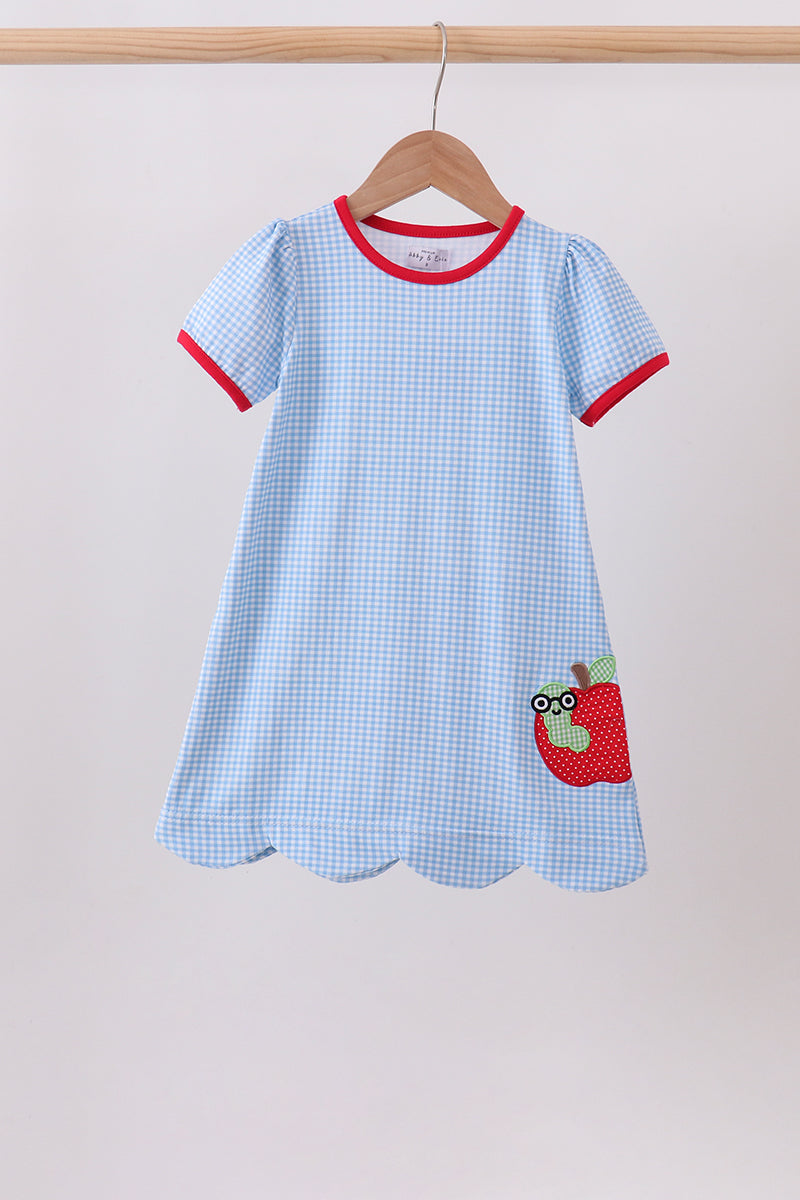 Blue Apple Scalloped Girls Dress