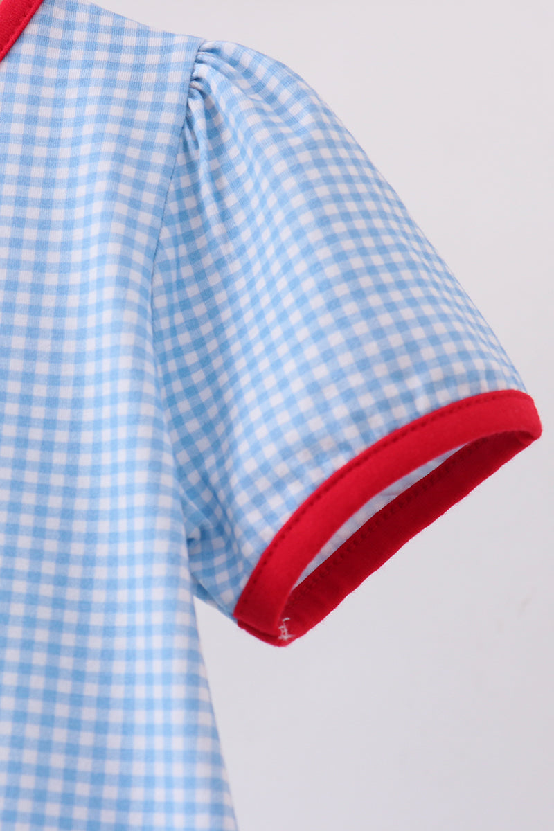 Blue Apple Scalloped Girls Dress