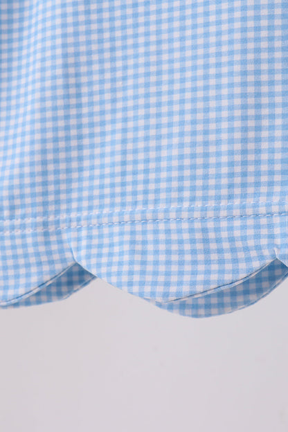 Blue Apple Scalloped Girls Dress