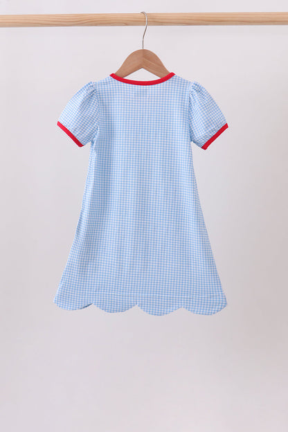 Blue Apple Scalloped Girls Dress