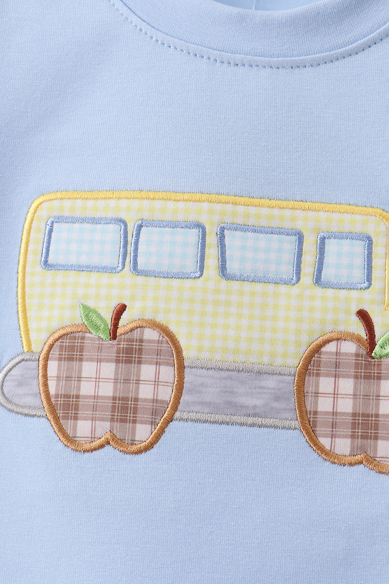 Blue Bus Appliqué Boys Set