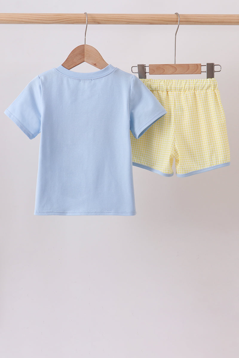 Blue Bus Appliqué Boys Set
