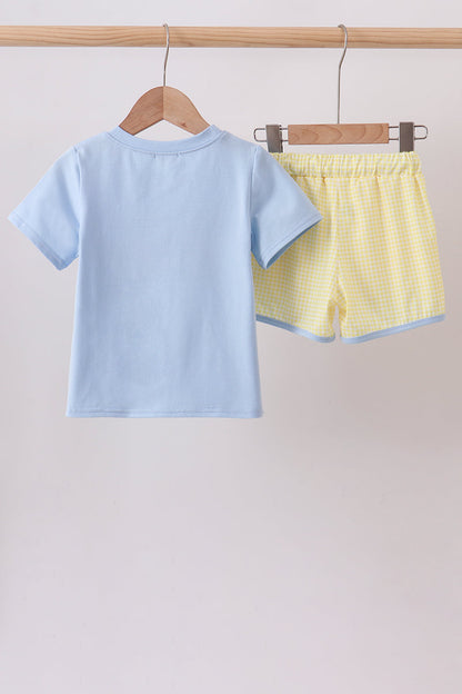 Blue Bus Appliqué Boys Set