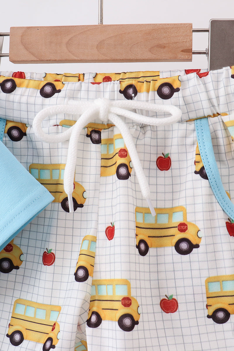 Blue Bus Embroidered Boys Set