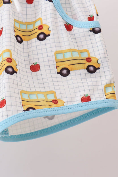Blue Bus Embroidered Boys Set