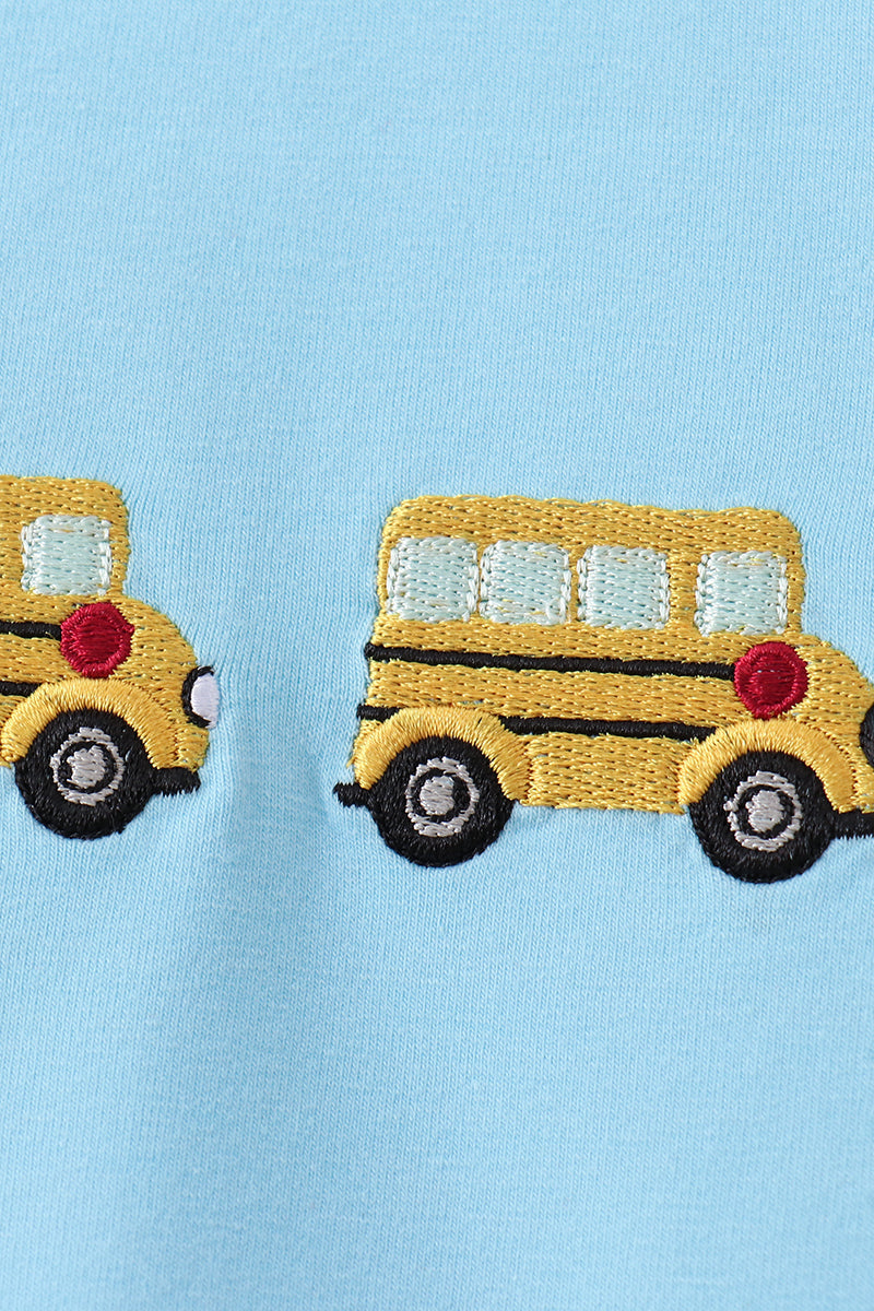 Blue Bus Embroidered Boys Set