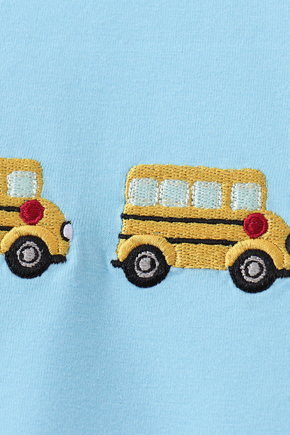 Blue Bus Embroidered Boys Set