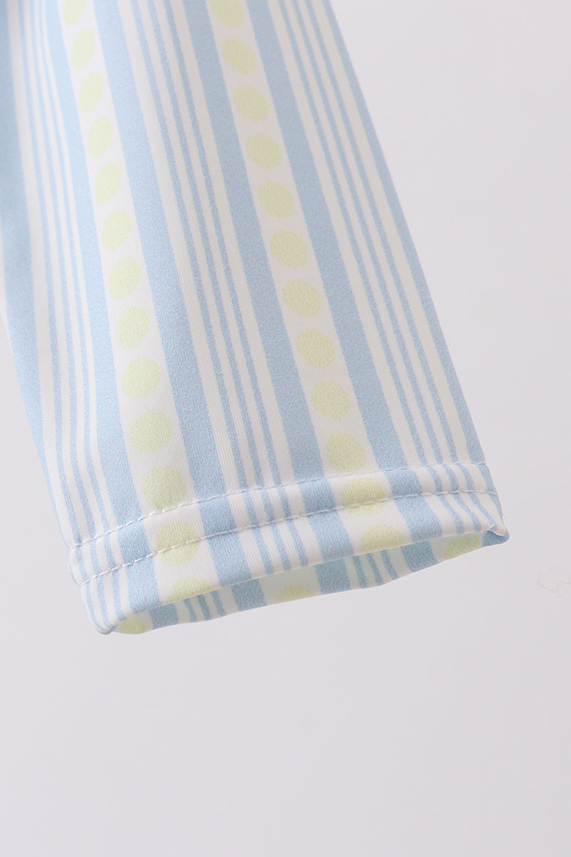 Blue Shark Applique Stripe Baby Boy Swimsuit
