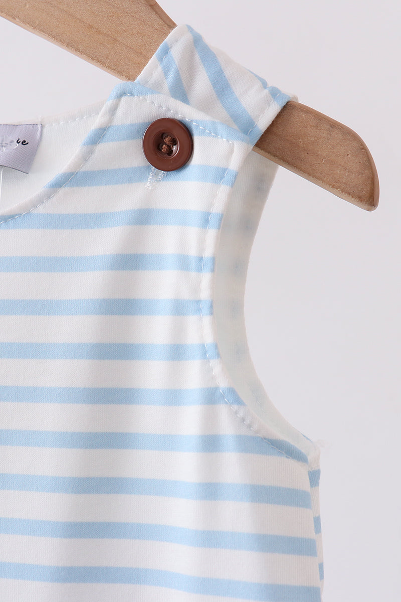 Blue Sports Ball Stripe Appliqué Knit Baby Boy Jon Jon