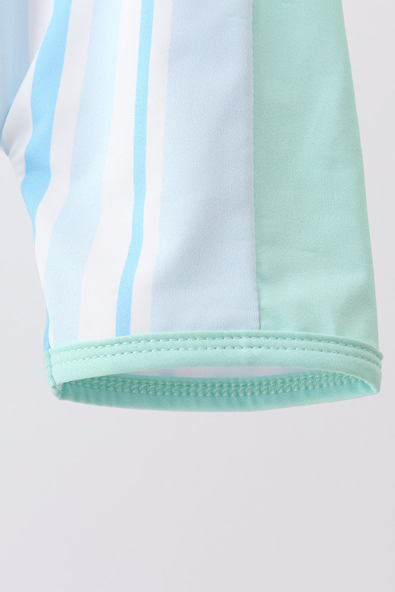 Blue Stripe One-Piece Baby Boy Swimsuit