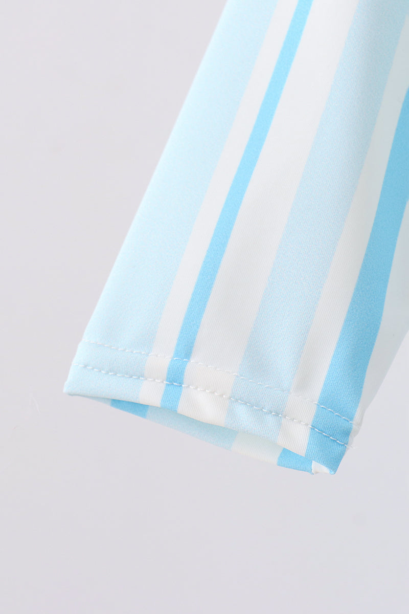 Blue Stripe One-Piece Baby Boy Swimsuit