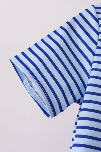 Blue Stripe Schoolhouse Appliqué Boys Set