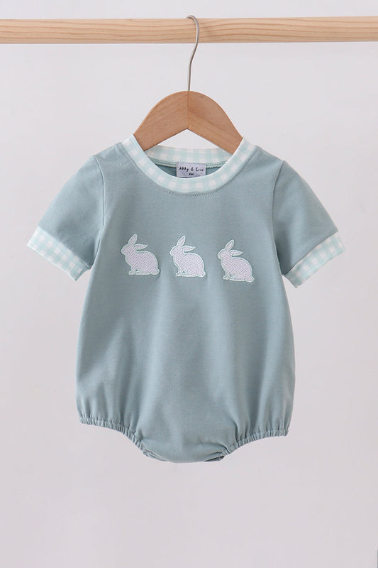 Blue bunny embroidery baby bubble