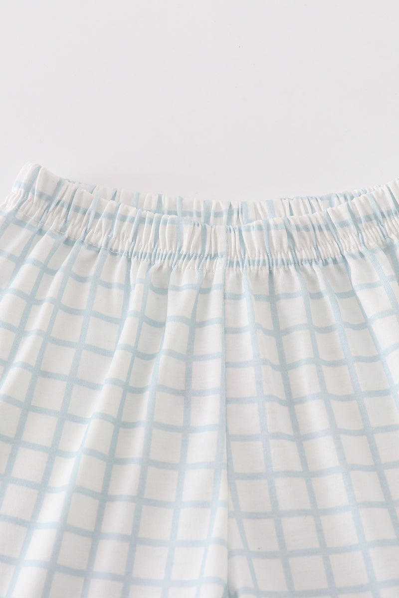 Blue checkered strap girl set - Ella Jane Lifestyle Boutique