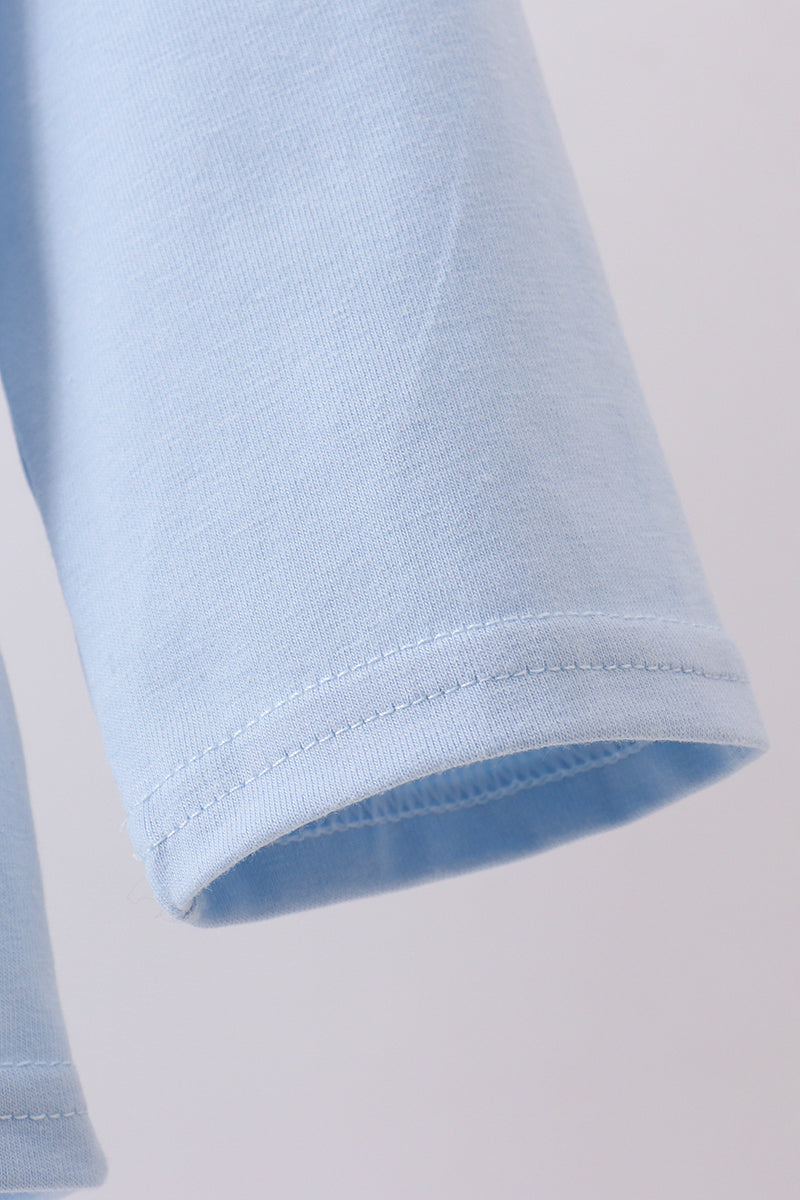 Blue construction embroidery boy top