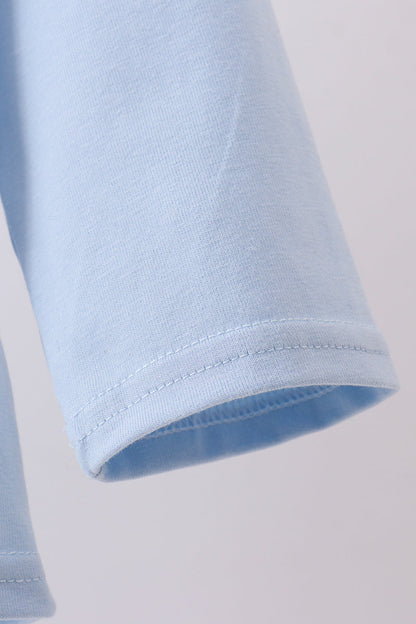 Blue construction embroidery boy top