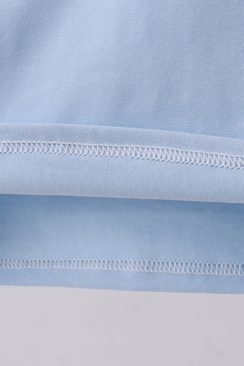 Blue construction embroidery boy top