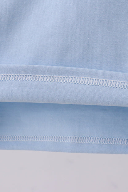 Blue construction embroidery boy top