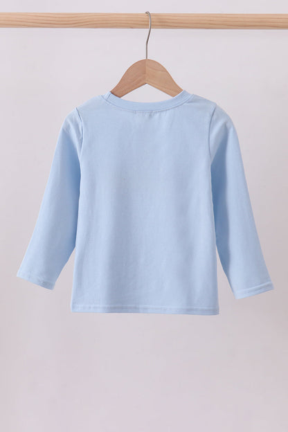 Blue construction embroidery boy top