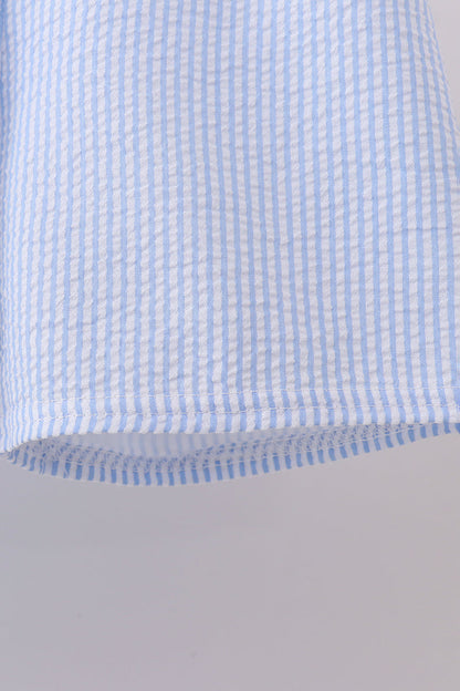 Blue crab embroidery stripe shorts boy swimsuit