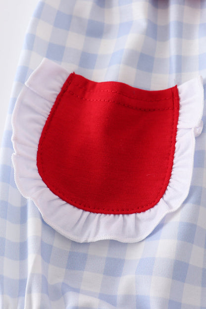 Blue plaid baseball baby girl bubble