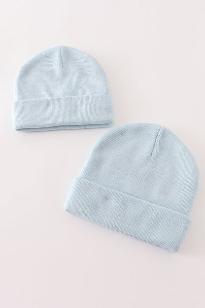 Gorro básico de punto acanalado azul