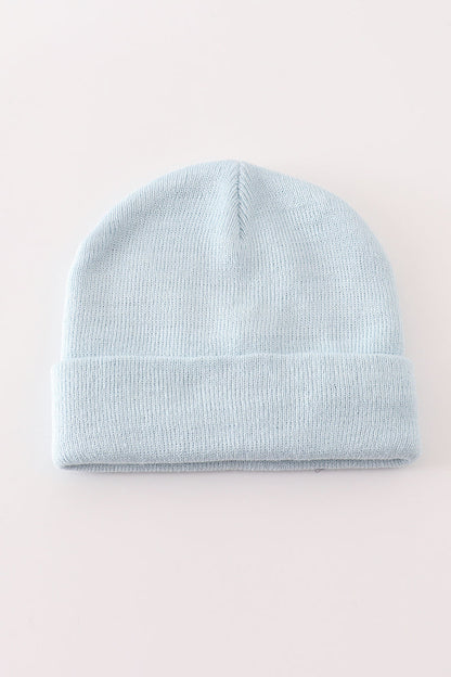 Gorro básico de punto acanalado azul