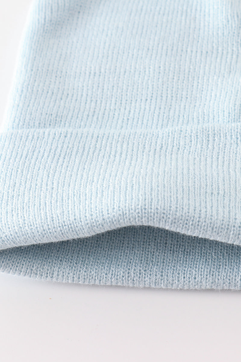 Gorro básico de punto acanalado azul