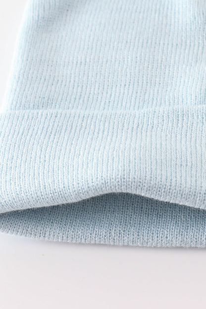 Gorro básico de punto acanalado azul