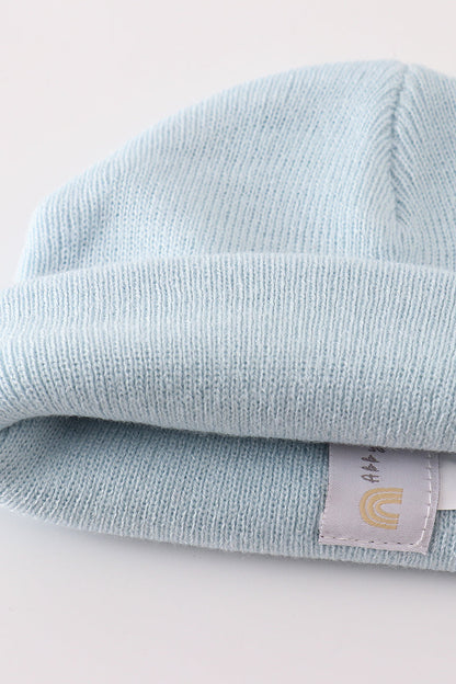 Gorro básico de punto acanalado azul