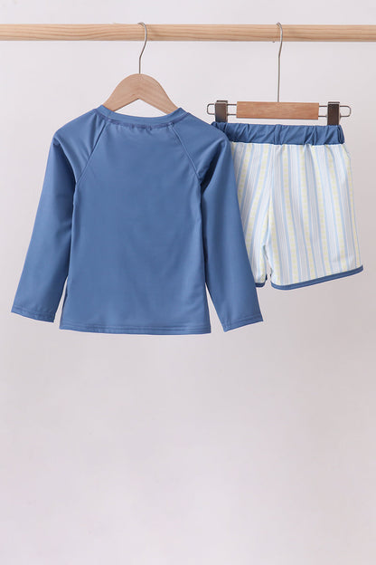 Blue shark boy's 2pc swimsuit