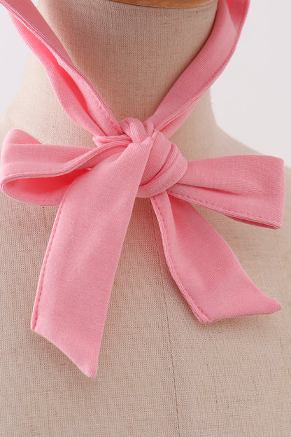 Blush floral ruffle baby bow bonnet