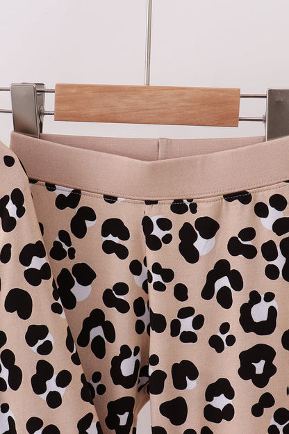 Brown leopard bamboo girl's pajama set