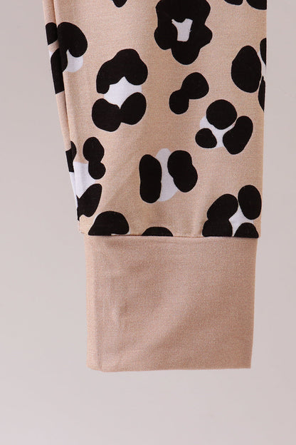 Brown leopard bamboo girl's pajama set