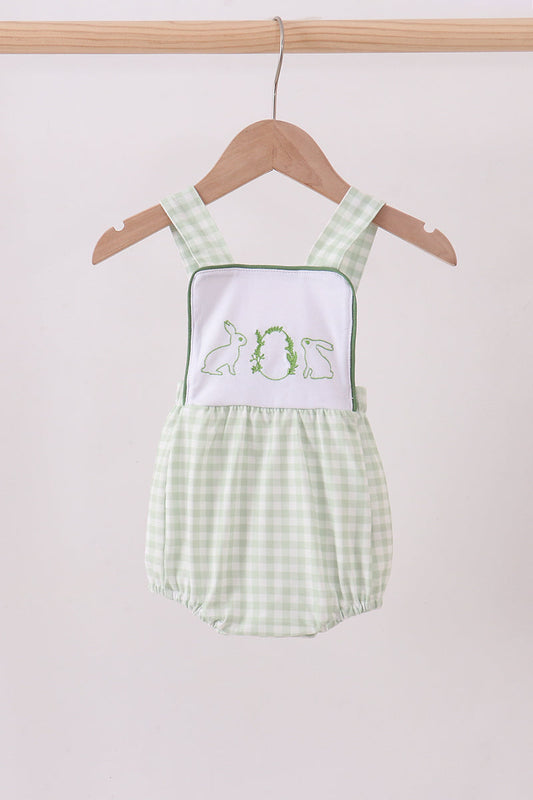 Bunny embroidery gingham baby bubble
