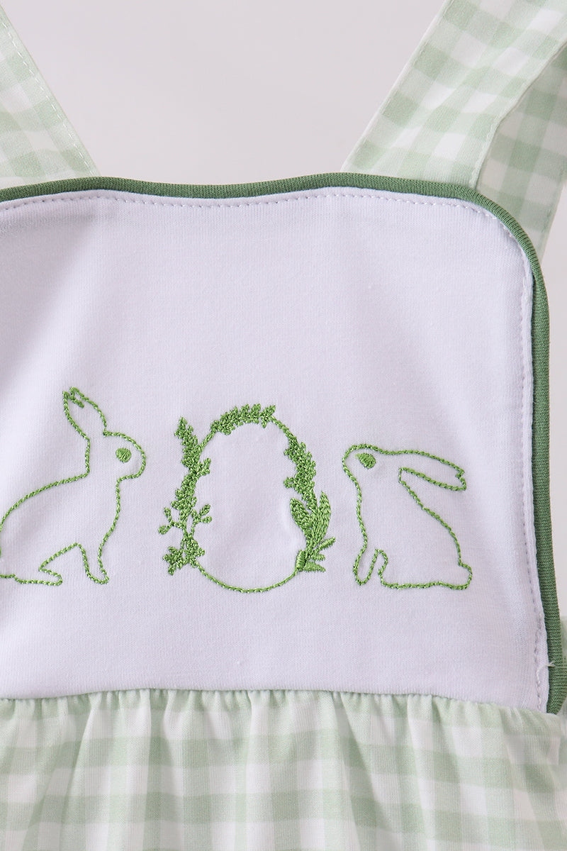 Bunny embroidery gingham baby bubble