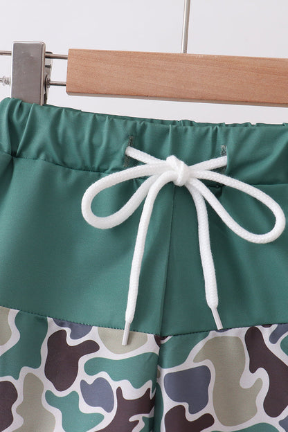 Camo Duck Embroidery Boys Swim Trunks