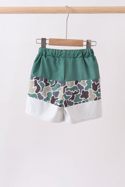 Camo Duck Embroidery Boys Swim Trunks