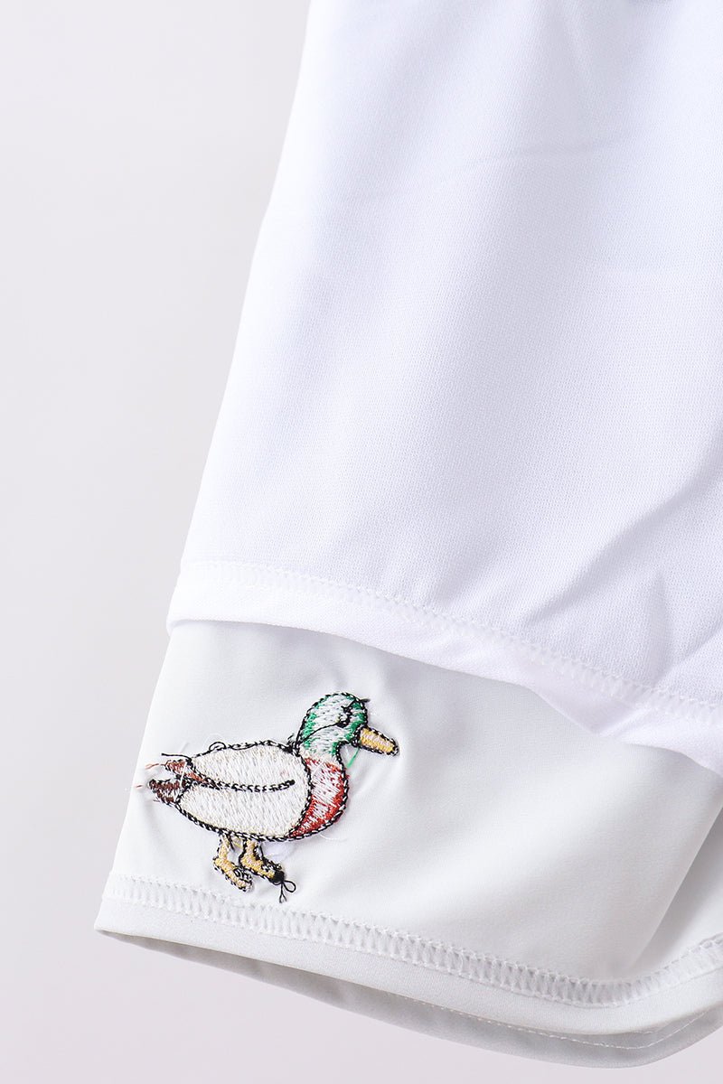 Camo Duck Embroidery Boys Swim Trunks