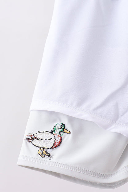 Camo Duck Embroidery Boys Swim Trunks