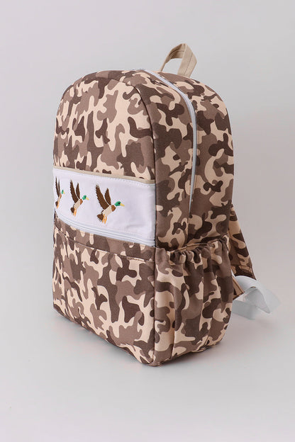 Camouflage duck embroidery canvas backpack