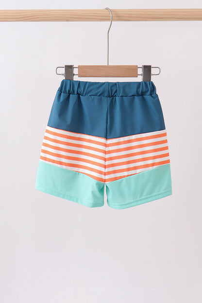 Crab Embroidery Boys Swim Trunks