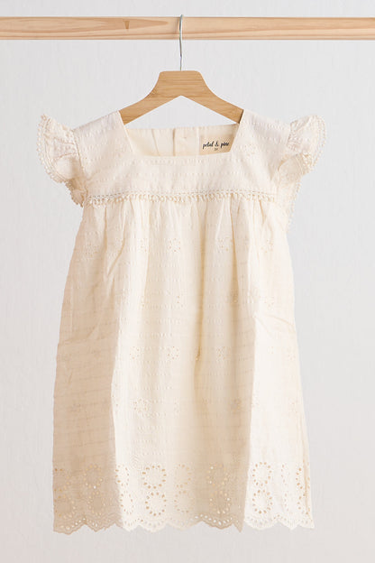 White lace flutter sleeve girl dress - Ella Jane Lifestyle Boutique